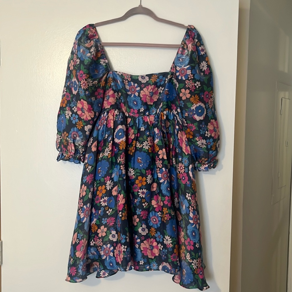 Storia Floral Midi Dress - Blue and Pink